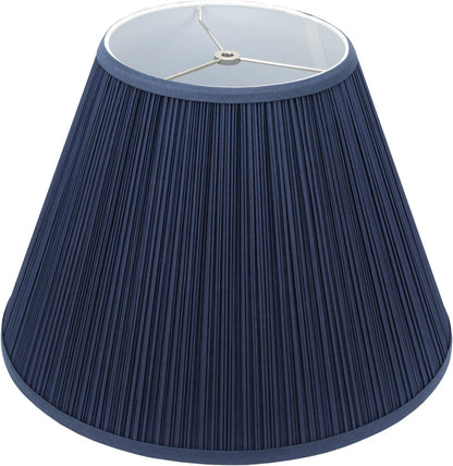 Lampshade 9" Top Diameter X 18" Bottom Diameter X 13" Slant Height with Washer (Spider) Attachment for Lamps with a Harp (Pleated Navy)1