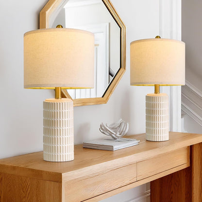 20.75" Small Modern Ceramic Table Lamps Set of 2 for Bedroom, White | Bedside Lamps for Nightstands, Farmhouse Home Decor, End Table & Desk Light, Ideal Housewarming New Home Gift for Women Mom1