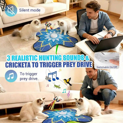 Interactive Cat Toy for Indoor Cats, Touch Activated Automatic Electronic Cat Toy with Sound On/Off, Dual Wands, Non-Slip Suction Cups, Rechargeable Hide and Seek Cat Play Mat for Bored Adult Kittens3