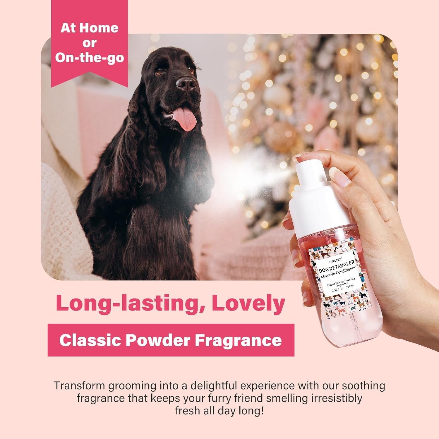 dog-detangler-dematting-spray-leave-in-conditioner-classic-powdery-scent-infused-with-coconut-oil-jojoba-oil-and-squalane-for-easy-tangle-free-grooming-3-38-fl-oz