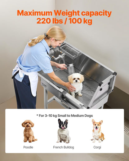 VEVOR Dog Washing Station, 34" Professional Stainless Steel Pet Grooming Tub Bathtub with Shower Faucet Soap Holder Non-Slip Stairs Right Door Easy Clean Pet Wash Sink for Small Dogs Cats4