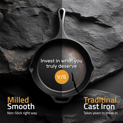 Cast Iron Skillet 12 Inch Pre-Seasoned Pfas-Free Black | Chef Pan, Even Heat Distribution, Stovetop, Oven, Campfire and Grill Safe, Large Skillet, Indoor Outdoor Use5