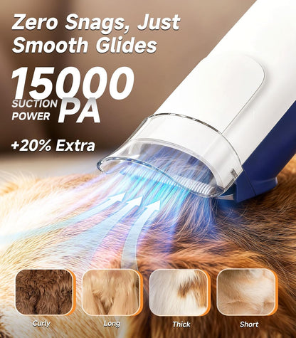 Buenkee Dog Grooming Vacuum Kit, 15000Pa Clipper, Shedding Brush, 2L, White | Brush, Trim and Deshed at Home with Less Flying Fur, Mess-Control Suction and Fewer Emptying Breaks during Longer Sessions2
