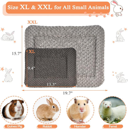 Small Animal Bed Mat, Soft & Warm, Suitable for Guinea Pig, Hamster, Rabbit, Rat and Bearded Dragon (X-Large(13.3''X9.4''), Star Grey)5