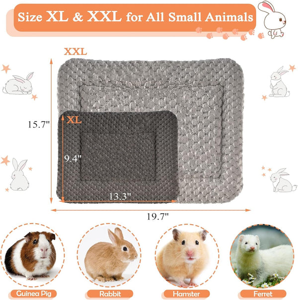 Small Animal Bed Mat, Soft & Warm, Suitable for Guinea Pig, Hamster, Rabbit, Rat and Bearded Dragon (X-Large(13.3''X9.4''), Star Grey)5