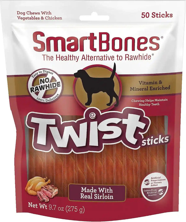 Smartbones Smart Twist Sticks, Rawhide Free Dog Chew Sticks, Made with Real Chicken, 50 Sticks , 9.7 Ounce (Pack of 1)17