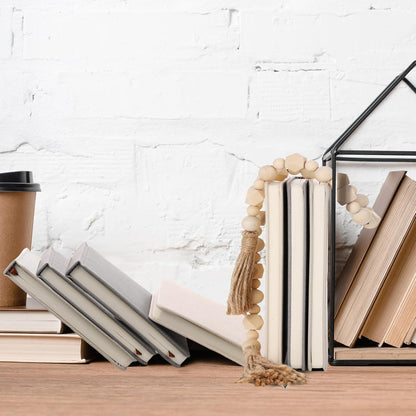3 Pieces Faux Decorative Books Set for Home Decor,Classical Grey | 8.5" X 5.7" Stacked Linen Notebook, Shelves Coffee Table Display Books with Wood Bead, Bookend Gift for Mantle Living Room6