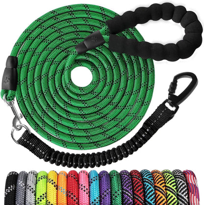 Long Dog Leash 15 FT: Heavy Duty Rope Leashes for Dogs Training with Swivel Lockable Hook Reflective Threads Bungee and Padded Handle - Dog Lead for Large Small Medium Dogs outside Walking Hiking16