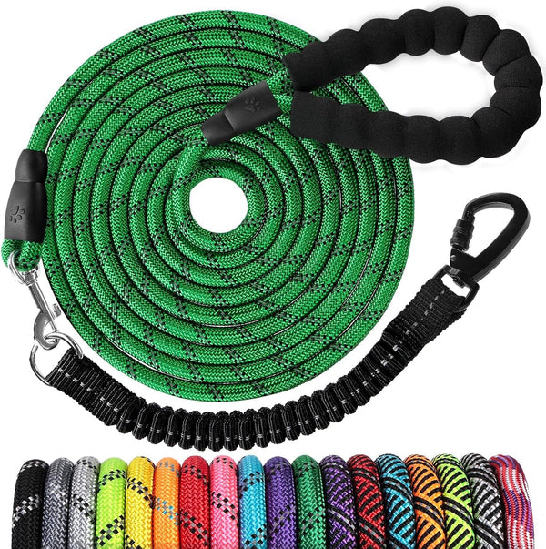 Long Dog Leash 15 FT: Heavy Duty Rope Leashes for Dogs Training with Swivel Lockable Hook Reflective Threads Bungee and Padded Handle - Dog Lead for Large Small Medium Dogs outside Walking Hiking16
