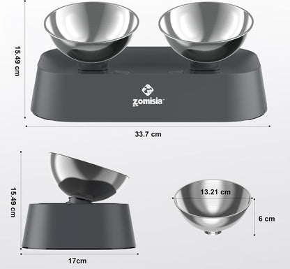 ZOMISIA Raised Cat Food and Water Bowls with 3 Height for Indoor Cats, 15° Tilted in Both Ways Elevated Base anti Vomiting Cat Dishes, anti Spill for Puppies3