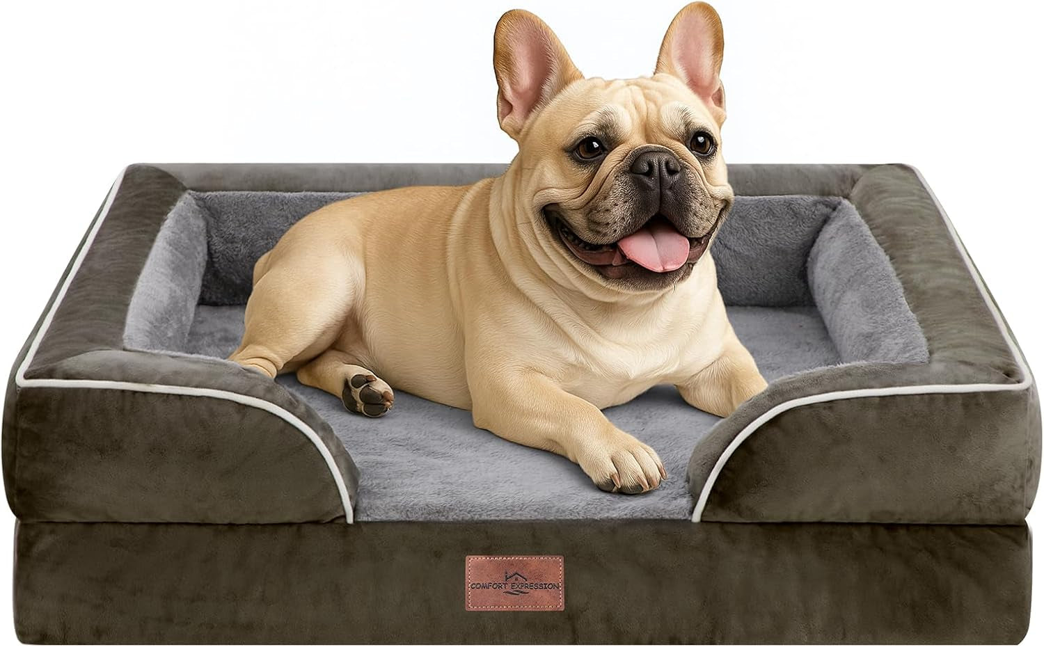 comfort-expression-orthopedic-dog-bed-for-extra-large-dogs-with-bolster-waterproof-dog-couch-bed-with-washable-cover-non-slip-bottom-supportive-egg-crate-foam-xl-pet-bed-42x30-inch