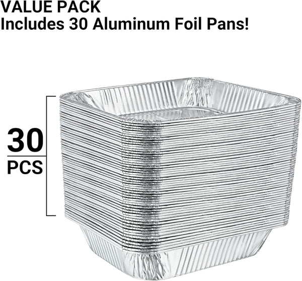 Aluminum Pans Half Size, 9X13, Extra Heavy Duty Disposable Foil Pans for Baking (30 Pack) Roasting & Chafing, Deep Tin Foil Bakeware, Steam Table Tray, Cookware, Food Prepping, Cake & Oven Pan3