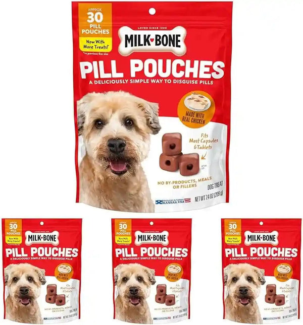 Milk-Bone Pill Pouches Dog Treats with Real Chicken, 25 Count Bags (Pack of 5; 125 Total Treats)10