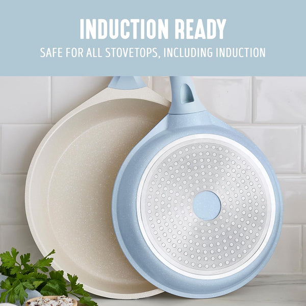 8 Piece Ceramic Nonstick Cookware Set, Induction Suitable Non Toxic Pfas-Free Pots & Pans, Dishwasher Safe, Cooking Set, Stock Pot, Saucepans & Frying Pans, Kitchen Cooking, Light Blue6