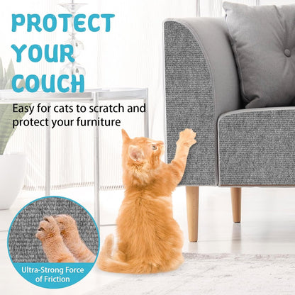 LSGCQ Cat Scratch Mat Self Adhesive Cat Scratch Furniture Protector | Self Adhesive Cat Scratching Mat Replacement for Cat Tree Post Couch Wall Furniture Protector (39.3" X 15.8", Light Gray)5