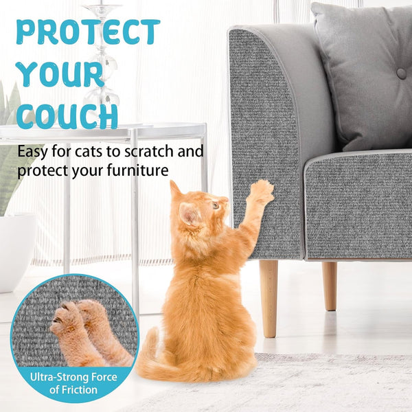 LSGCQ Cat Scratch Mat Self Adhesive Cat Scratch Furniture Protector | Self Adhesive Cat Scratching Mat Replacement for Cat Tree Post Couch Wall Furniture Protector (39.3" X 15.8", Light Gray)5