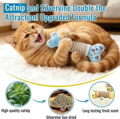 ENNOKEY Catnip Cat Toys Pillows, for Indoor Kitten Kicker Chew, 9.45 Inches | Crinkle Sound, Durable Soft Sisal Material, Safe Teeth Cleaning, Interactive Fun2