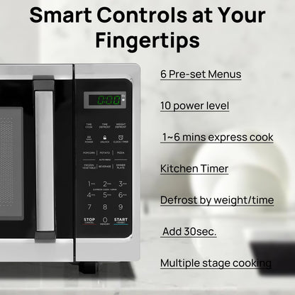 Microwave Countertop Oven, 700W Small Microwaves, 0.7 Cu.Ft Mini Ovens Compact with 10 Power Levels, 6 Cooking Menus for Apartments, Dorm and Small Space Kitchen, Child Lock, Easy Clean, Black5
