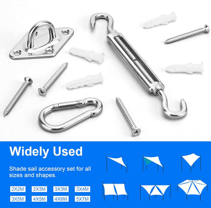 Sun Shade Sail Hardware Kit 6 Inch for Rectangle & Triangle Shade Sail Install, Stainless Steel Shade Sail Fixing Accessories for Outdoor Patio Canopy Garden, Heavy Duty Awning Attachment Set (44 Pcs)7
