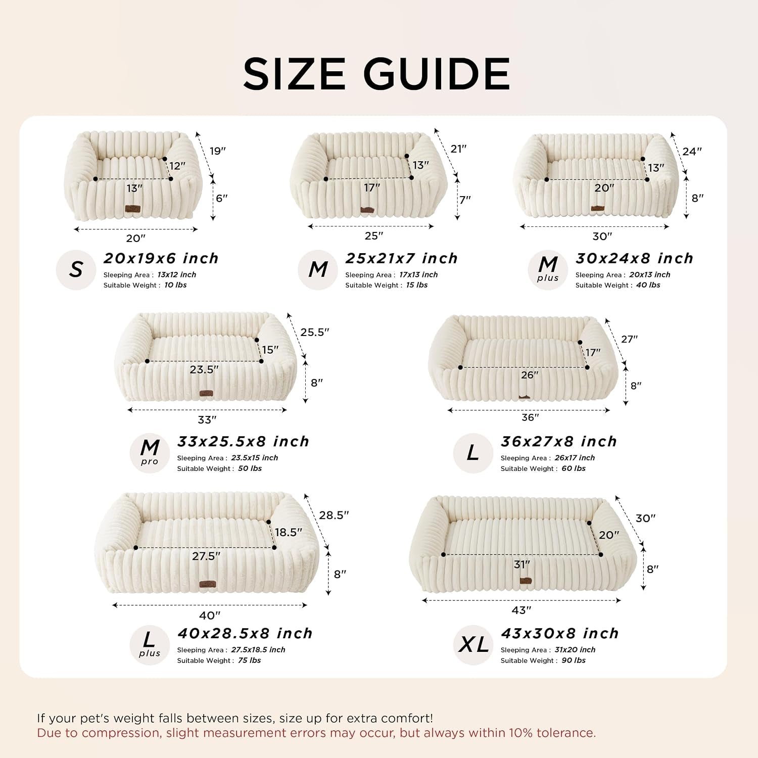 bedsure-comfyfleece™-cute-dog-bed-for-small-medium-dogs-washable-25in-cream-furry-puppy-beds-square-rectangle-orthopedic-corduroy-aesthetic-pet-beds-removable-zipper-cover-non-slip-bottom-up-to-15-lbs