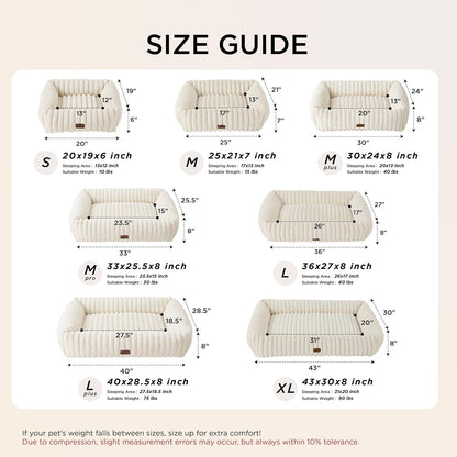 Bedsure Comfyfleece™ Cute Dog Bed for Small Medium Dogs Washable,25In Cream | Furry Puppy Beds,Square Rectangle Orthopedic Corduroy Aesthetic Pet Beds,Removable Zipper Cover,Non-Slip Bottom,Up to 15 Lbs6