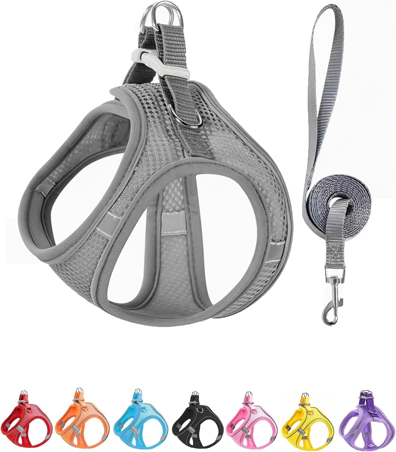 xxxs-pink-soft-mesh-dog-harness-and-leash-set-no-escape-puppy-harnesses-for-training-walking-reflective-adjustable-puppy-vest-for-small-medium-dogs-cats-pink-xxxs