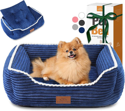 Cat Dog Bed for Pets, Rectangle Pet Bed Gift for Puppy and Kitten, Machine Washable Calming Fluffy Pet Couch Sofa for Indoor Outdoor, Portable Soft Cat Bed with Non-Slip Bottom (Small, Pink)19