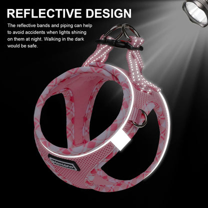 Mercano Soft Mesh Dog Harness and Leash Set, Step-In Reflective Breathable Lightweight Vest Harnesses with Safety Buckle for Small Dogs, Cats (Pink, S)6
