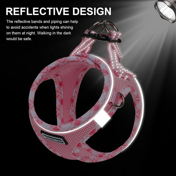 Mercano Soft Mesh Dog Harness and Leash Set, Step-In Reflective Breathable Lightweight Vest Harnesses with Safety Buckle for Small Dogs, Cats (Pink, S)6