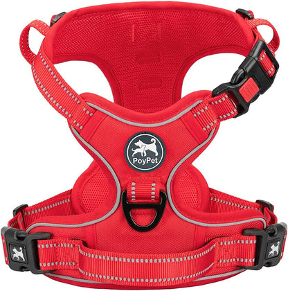 Poypet No Pull Dog Harness, No Choke Front Lead Dog Reflective Harness, Adjustable Soft Padded Pet Vest with Easy Control Handle for Small to Large Dogs(Pink, Medium)27
