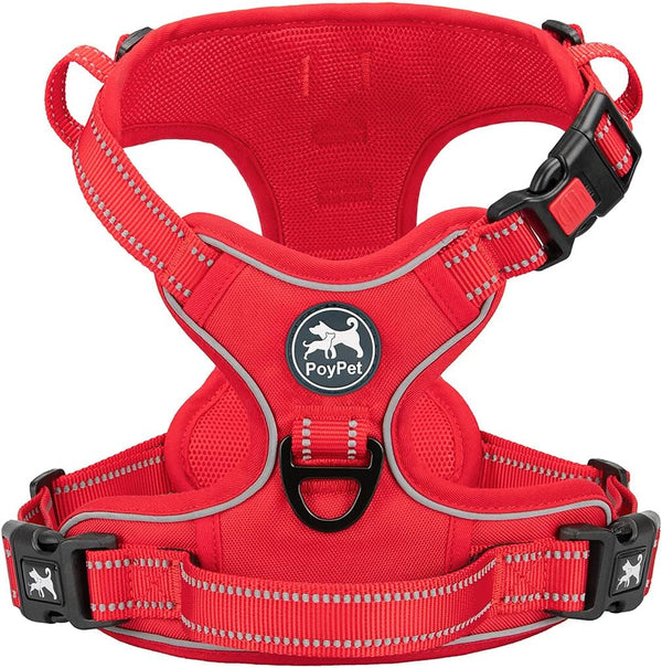 Poypet No Pull Dog Harness, No Choke Front Lead Dog Reflective Harness, Adjustable Soft Padded Pet Vest with Easy Control Handle for Small to Large Dogs(Pink, Medium)27