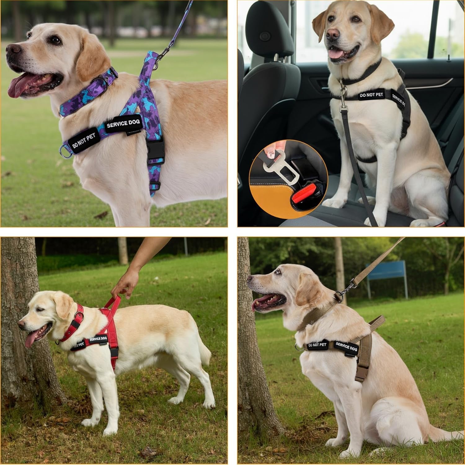 annchwool-no-pull-dog-harness-heavy-duty-reflective-collar-leash-set-leash-with-double-handle-car-seatbelt-clip-easy-control-for-walking-training-medium-large-size-dogsbrown-l