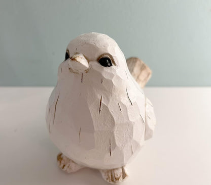 NEW White Modern Farmhouse Bird Figurine, Bird Statue Sculpture - Carved Rustic Distressed Animal Bird Ornaments - Home Decor Accents Collectible Bird Figurine | Spring4