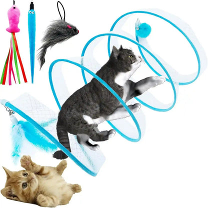 Self Play Cat Hunting Spiral Tunnel Toy, Folded Cat Spring Tunnel Toys for Indoor Cats (Green)8
