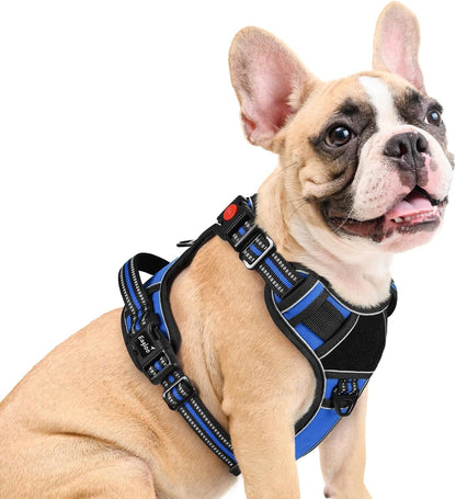 Eagloo Dog Harness No Pull for Large Dogs, Easy on & off with 3 Buckles | No Choke with Front Clip, Adjustable Fit, MOLLE System, Reflective Vest, Easy Control for Walking, Black, Large19