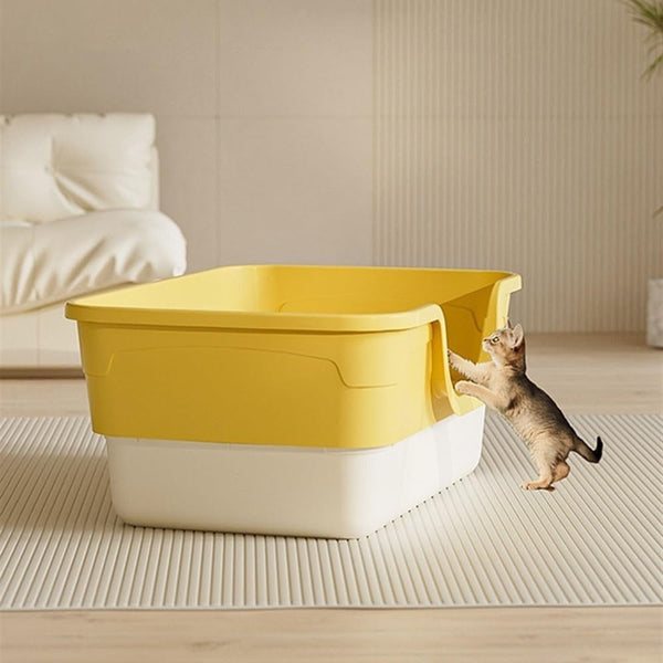 Pet Supplies, Open Top Cat Litter Box with Removable Design, Thickened anti Splash & Easy Clean(Gray)3