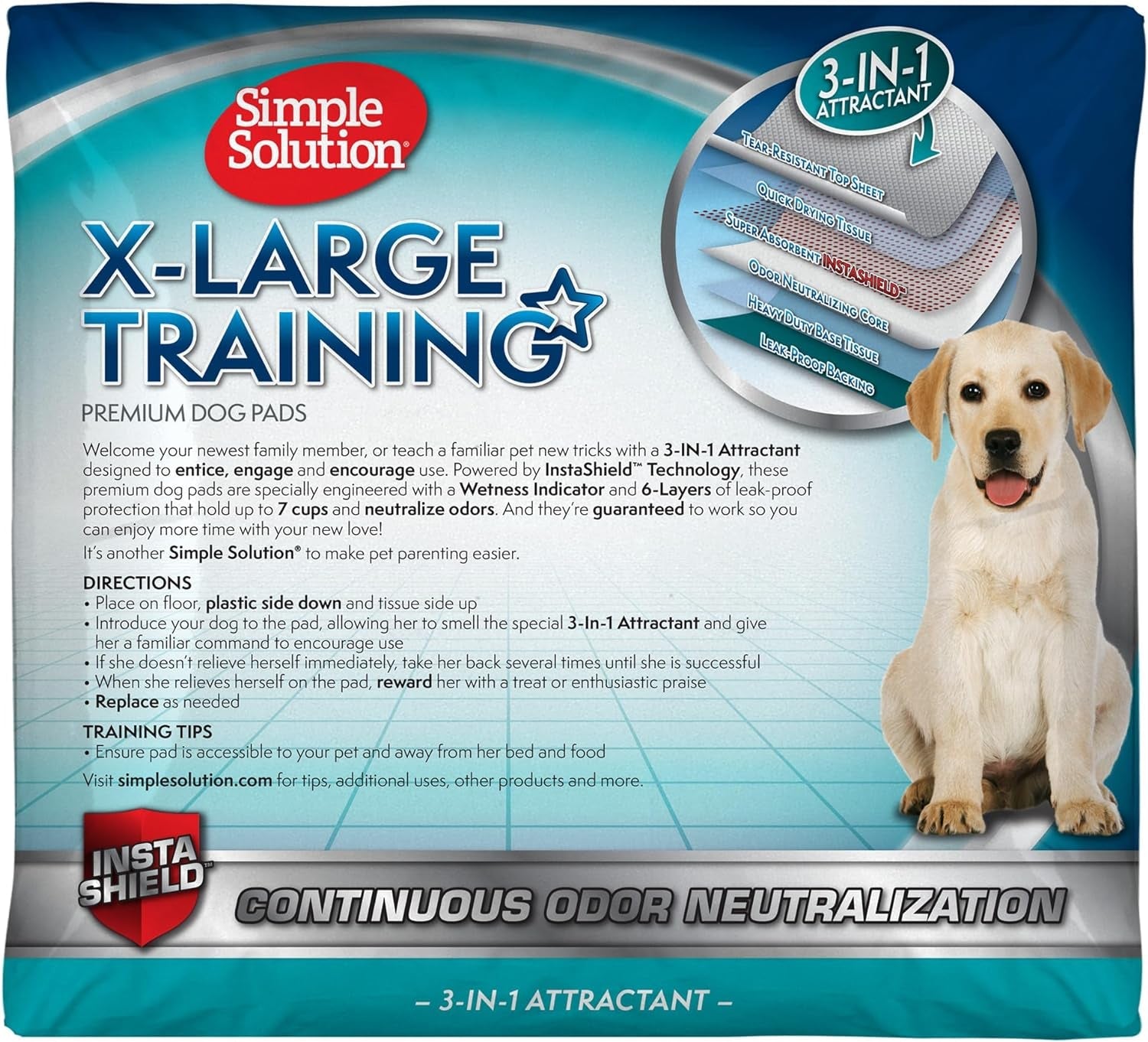 simple-solution-xl-pee-pads-for-dogs-leak-proof-dog-pads-28x30-100-count-dog-training-pads-puppy-potty-training-housebreaking-disposable-pee-pads-floor-protection-indoor-potty-puppy-essentials