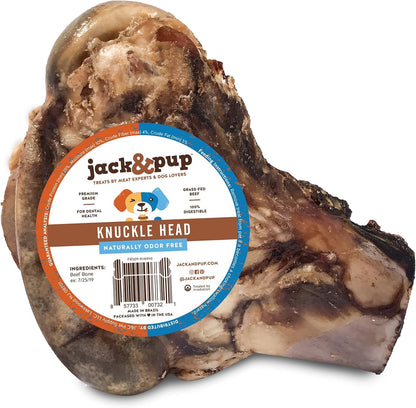 Jack & Pup Beef Knuckle Bones for Dogs, Natural Dog Knuckle Bones for Large Dogs – Savory Smoked Beef Flavor - 1 Pack1
