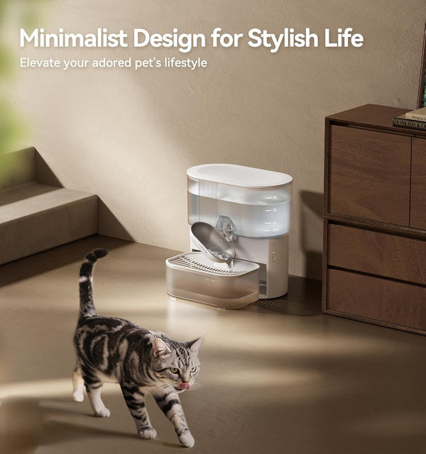 Wireless Cat Water Fountain No Filters, Wastewater Separation, FEELNEEDY Stainless Steel Bowl, 3.5L Pet Water Fountain for Cats & Dogs Dispenser, White8