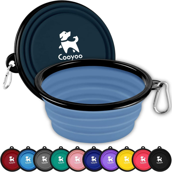 COOYOO Collapsible Dog Bowl,2 Pack Collapsible Dog Water Bowls for Cats Dogs,Portable Pet Feeding Watering Dish for Walking Parking Traveling with 2 Carabiners17