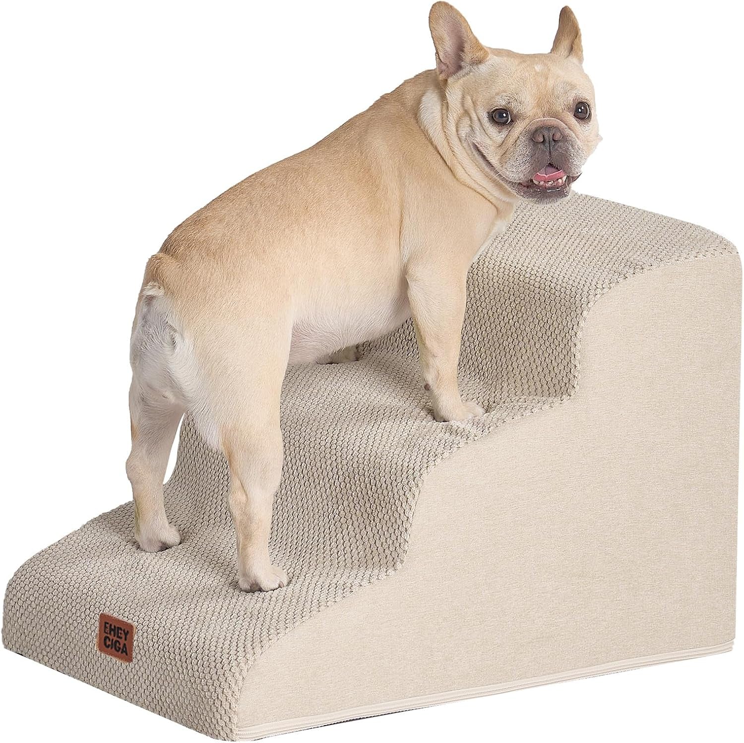 eheyciga-curved-dog-stairs-ramp-for-5-step-high-beds-22-6-h-dog-steps-33d-density-of-pure-foam-for-small-dogs-and-cats-pet-stairs-for-high-bed-climbing-non-slip-balanced-pet-step-indoor-grey