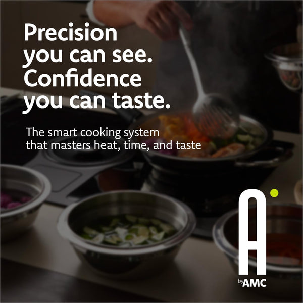 A by AMC - Foundation+ Stainless Steel Cookware Set - 11" Fry Pan + 3.7 Qt Rondeau + 6.9 Qt Stock Pot + 12.6" Grill Pan + 2.4 Qt Saucepan+Steam Lid + Steamer Basket & Stackable+2 Cooking Assistants6