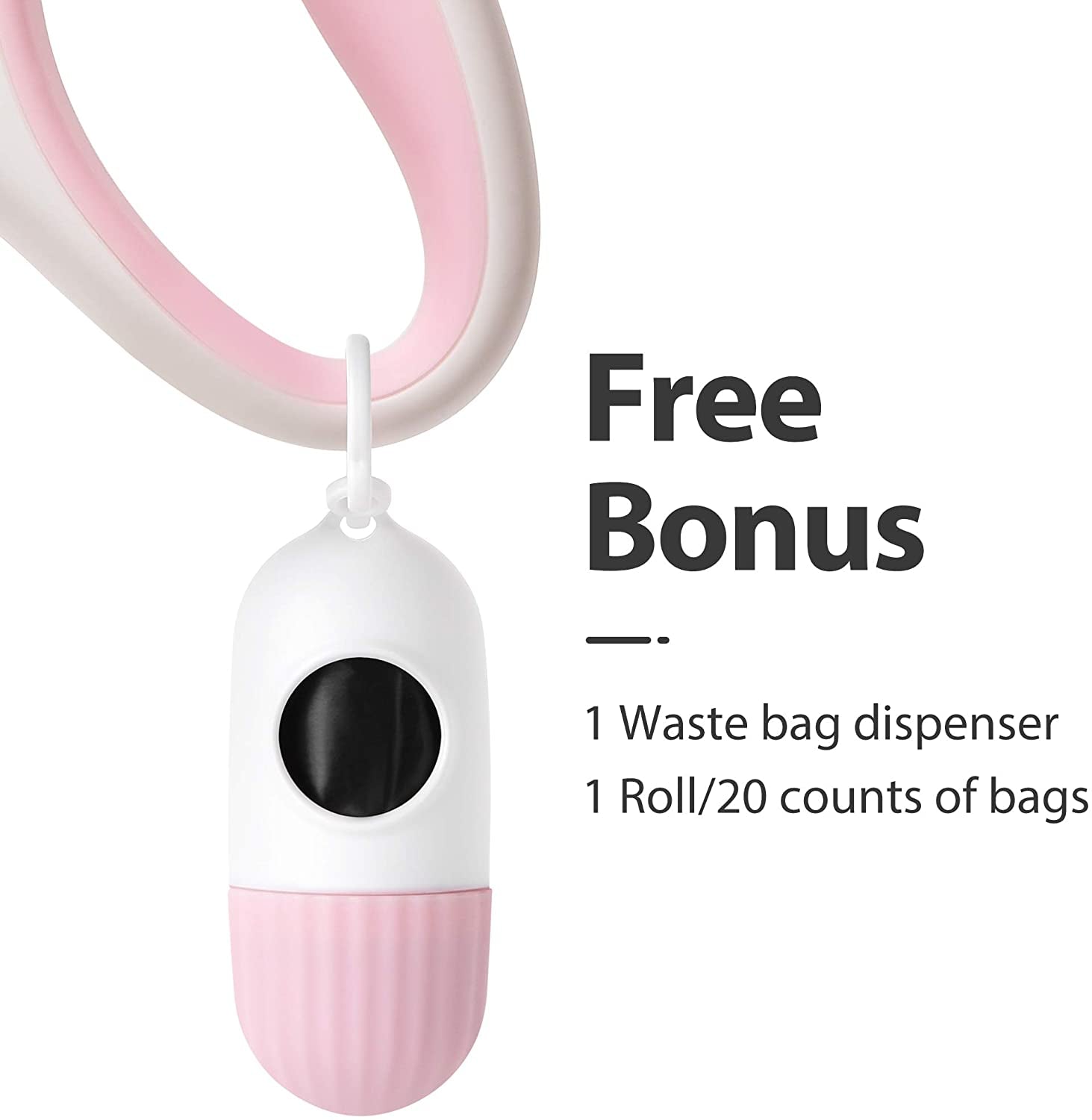 fida-retractable-dog-leash-for-small-breed-up-to-26-lbs-16-ft-pet-walking-leash-with-dispenser-and-poop-bags-anti-slip-handle-reflective-strong-nylon-tape-one-handed-brake-s-white-pink