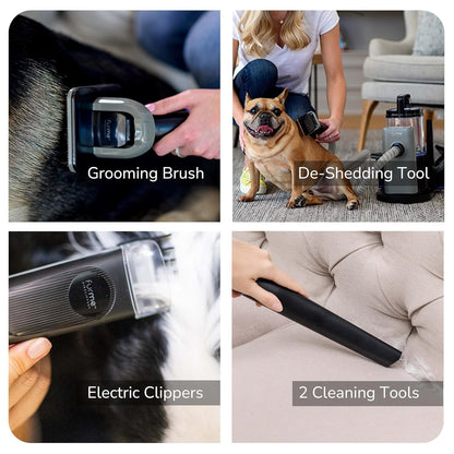 FURME Professional plus Pet Grooming Vacuum Kit - Cat & Dog Grooming Kit for Easy Pet Care at Home, Quiet & Safe Dog Hair Remover Machine with Brush, Clipper, Shedding & Cleaner Tools & 2L Canister2