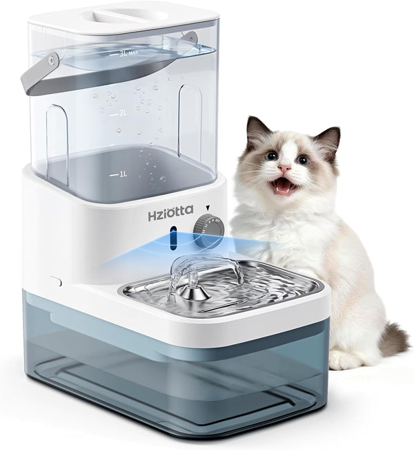Wastewater Separation Cat Water Fountain – No Filter/Pump, Wireless | Stainless Steel, Indoor/Outdoor Pet Use, save 56$/Year, Radar Sense, 3L+2.7L Dual Tanks, 4000Mah Battery, 30Db, Time Setting1