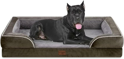 Comfort Expression Orthopedic Dog Bed for Extra Large Dogs with Bolster | Waterproof Dog Couch Bed with Washable Cover & Non-Slip Bottom, Supportive Egg Crate Foam XL Pet Bed, 42X30 Inch200