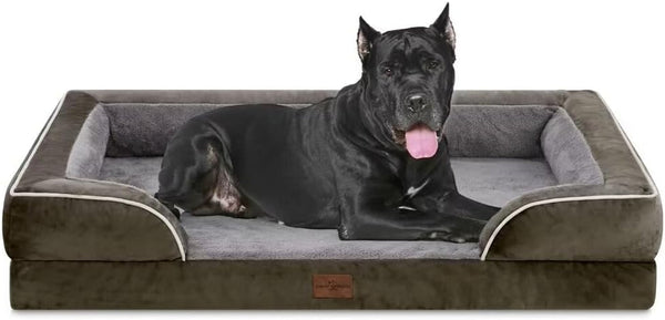 Comfort Expression Orthopedic Dog Bed for Extra Large Dogs with Bolster | Waterproof Dog Couch Bed with Washable Cover & Non-Slip Bottom, Supportive Egg Crate Foam XL Pet Bed, 42X30 Inch200