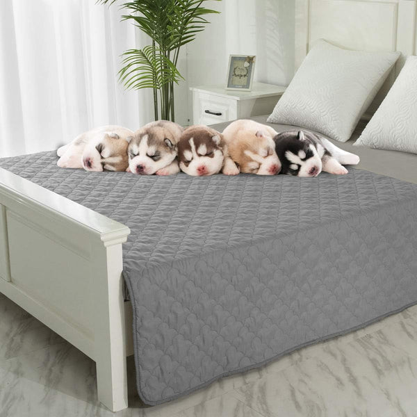 CHHKON Dog Blankets for Couch Protection Waterproof Dog Bed Covers Pet Blanket Furniture Protector (Grey+Beige, 82"X120")1