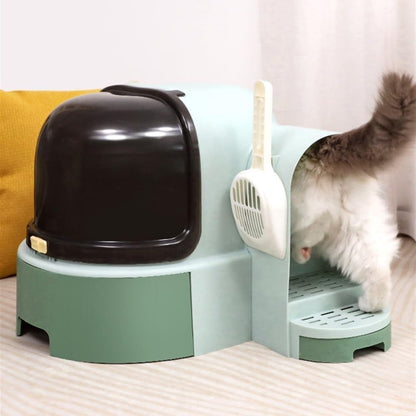 Pet Supplies, Extra Large Enclosed Cat Litter Box with Scoop, Splash-Proof Drawer Design(Brown)5