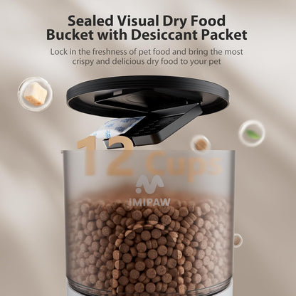 IMIPAW Automatic Cat Feeder and Water Fountain, Timed Dry Food Dispenser, Programmable Portion Control, 1-6 Meals per Day, Desiccant Bag, Cat Fountains for Drinking with Filter, Small Pets (3L Combo)7